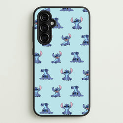 Cute Blue Alien Pose Pattern  - Stitch Phone Case for Galaxy A14