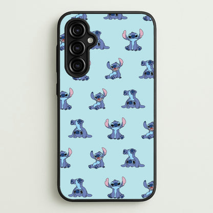 Cute Blue Alien Pose Pattern  - Stitch Phone Case for Galaxy A14