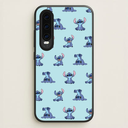Cute Blue Alien Pose Pattern  - Stitch Phone Case for Huawei P30