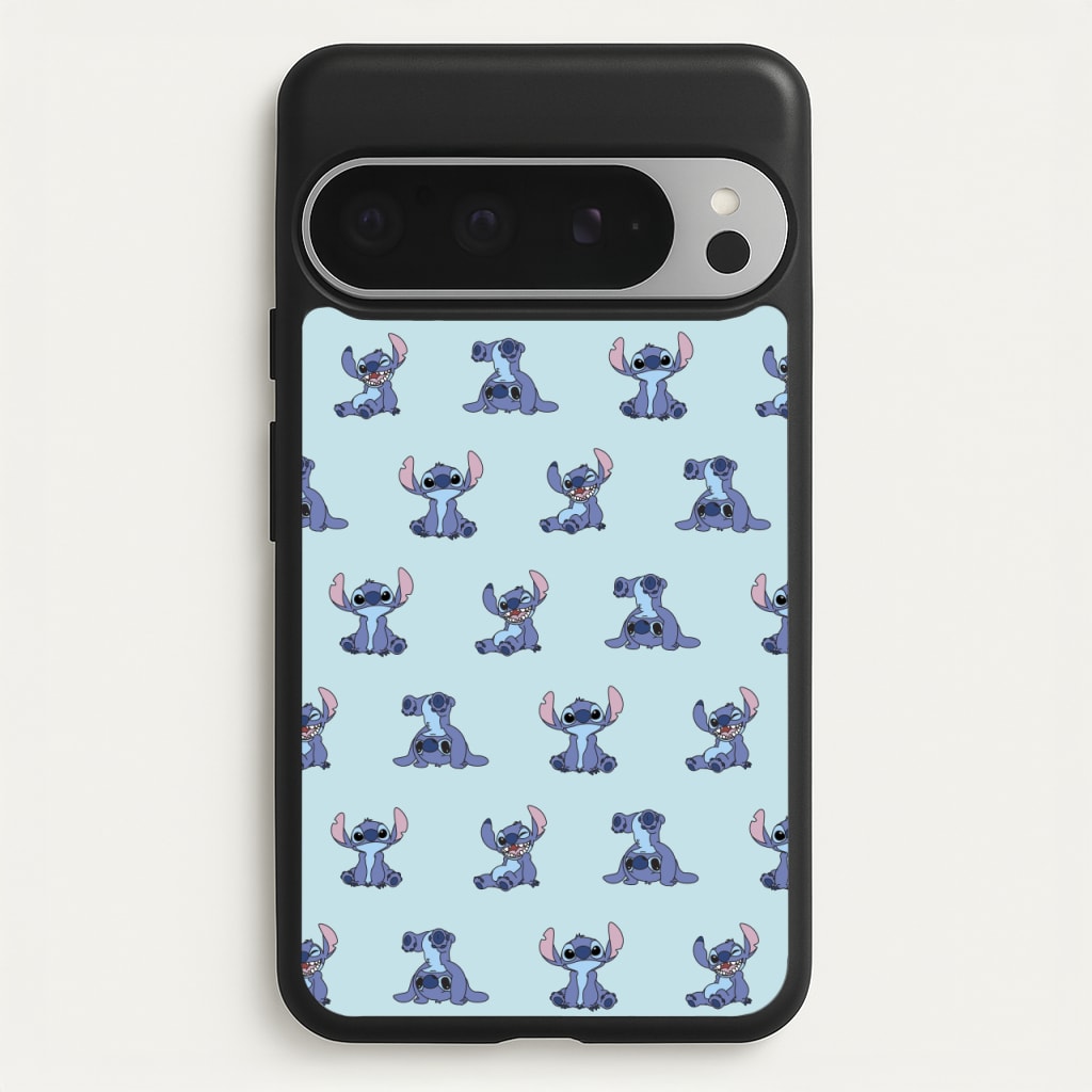 Cute Blue Alien Pose Pattern  - Stitch Phone Case for Google Pixel 9 Pro XL