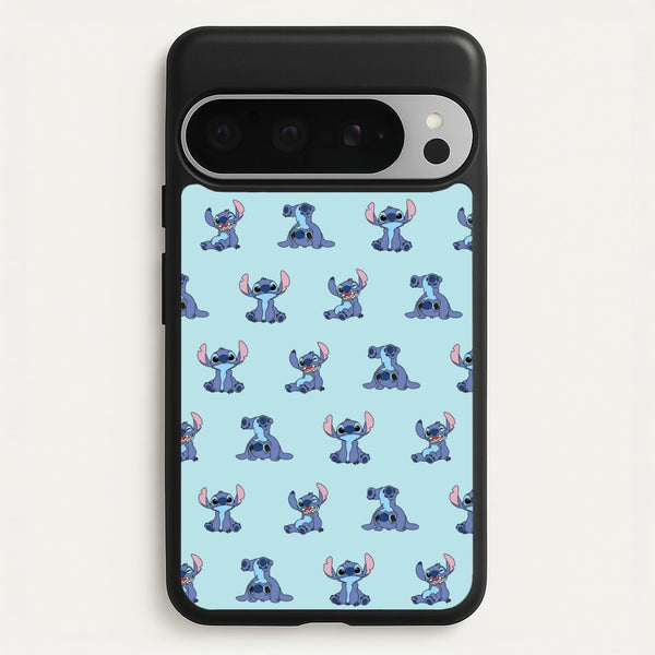 Cute Blue Alien Pose Pattern  - Stitch Phone Case for Google Pixel 9 Pro XL