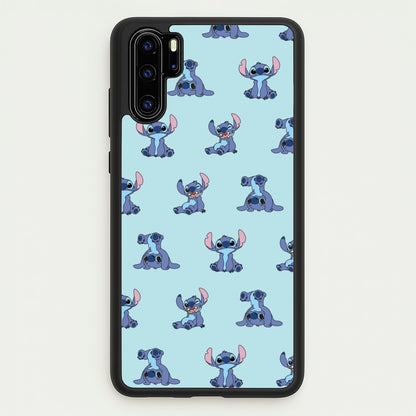 Cute Blue Alien Pose Pattern  - Stitch Phone Case for Huawei P30 Pro