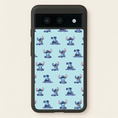 Cute Blue Alien Pose Pattern  - Stitch Phone Case for Google Pixel 8a