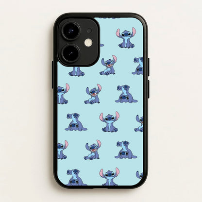 Cute Blue Alien Pose Pattern  - Stitch Phone Case for iPhone 12 / 12 Pro