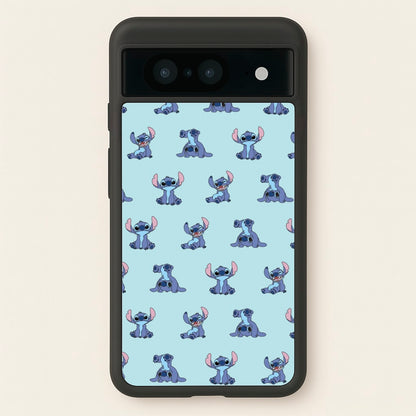 Cute Blue Alien Pose Pattern  - Stitch Phone Case for Google Pixel 8