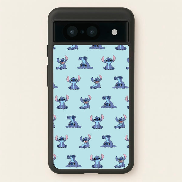 Cute Blue Alien Pose Pattern  - Stitch Phone Case for Google Pixel 8