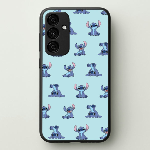 Cute Blue Alien Pose Pattern  - Stitch Phone Case for Galaxy A35