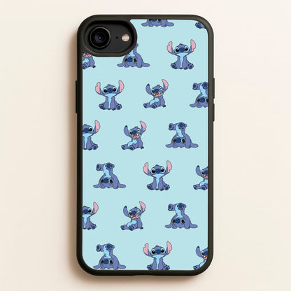 Cute Blue Alien Pose Pattern  - Stitch Phone Case for iPhone 6 / 7 / 8 / SE