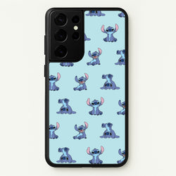 Cute Blue Alien Pose Pattern  - Stitch Phone Case for Galaxy S21 Ultra