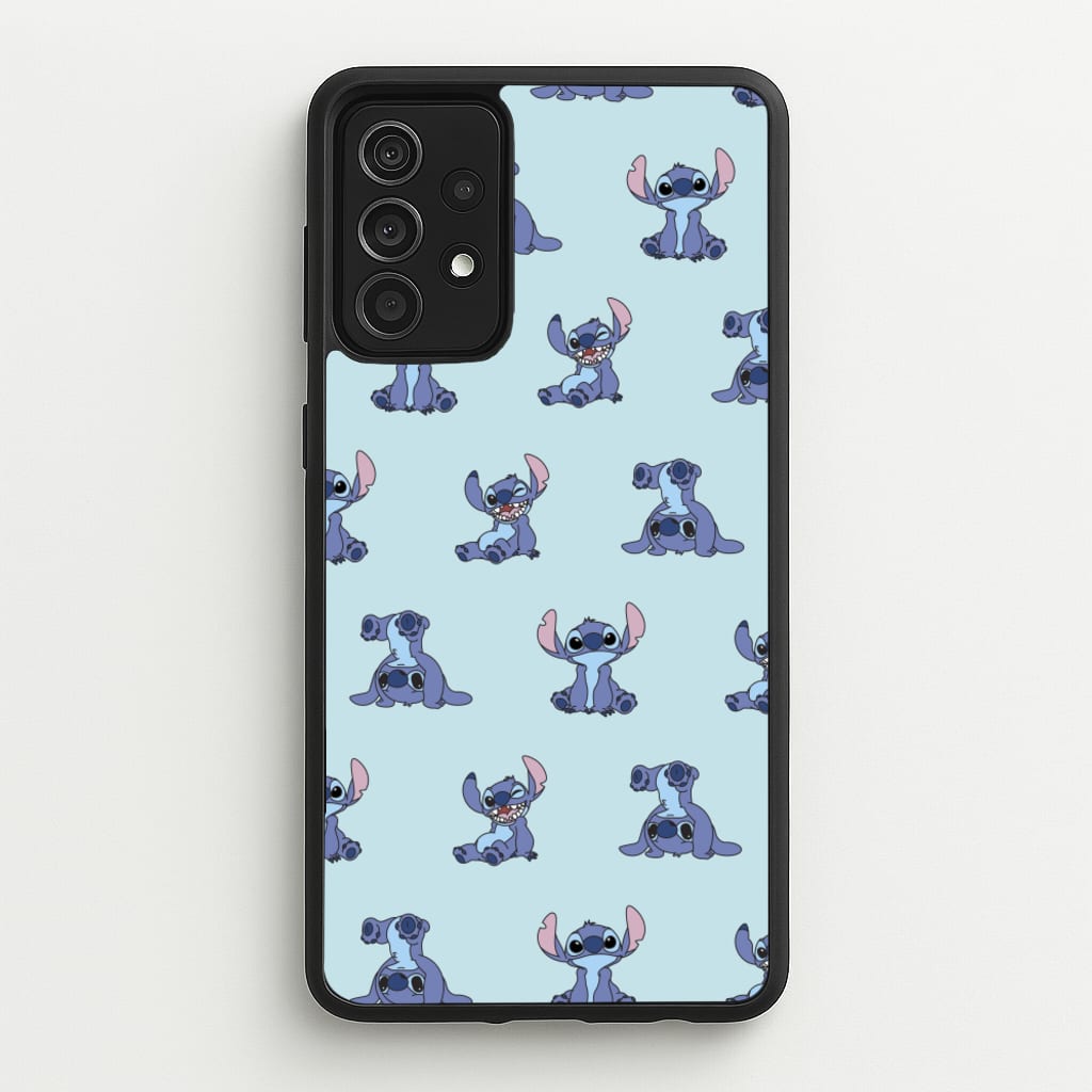 Cute Blue Alien Pose Pattern  - Stitch Phone Case for Galaxy A52 / A52s