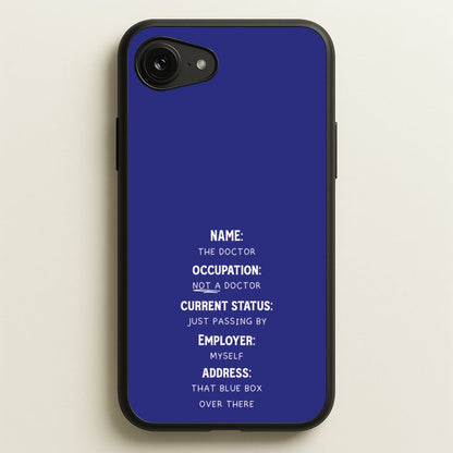 Name And Occupation - Doctor Who  - Doctor Who Phone Case for iPhone 16e