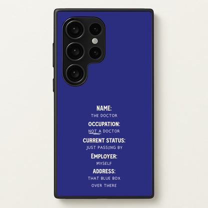 Name And Occupation - Doctor Who  - Doctor Who Phone Case for Galaxy S24 Ultra