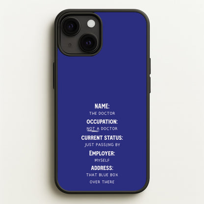 Name And Occupation - Doctor Who  - Doctor Who Phone Case for iPhone 13 Mini