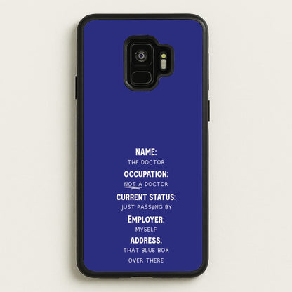 Name And Occupation - Doctor Who  - Doctor Who Phone Case for Galaxy S9