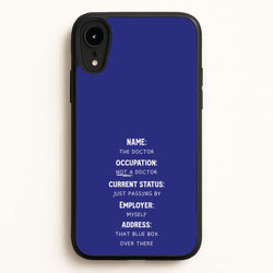 Name And Occupation - Doctor Who  - Doctor Who Phone Case for iPhone XR