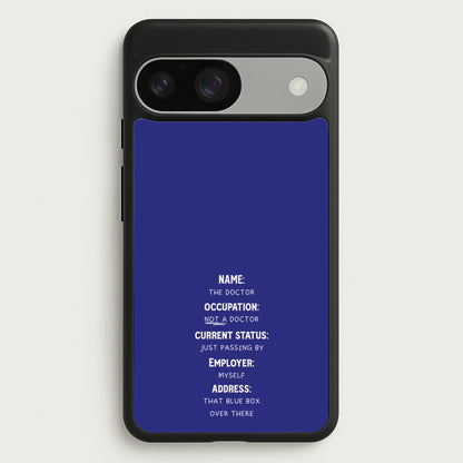 Name And Occupation - Doctor Who  - Doctor Who Phone Case for Google Pixel 9 / 9 Pro