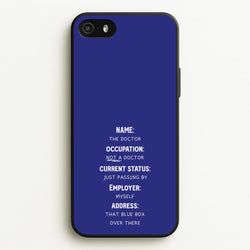 Name And Occupation - Doctor Who  - Doctor Who Phone Case for iPhone 5 / 5s / SE 2016