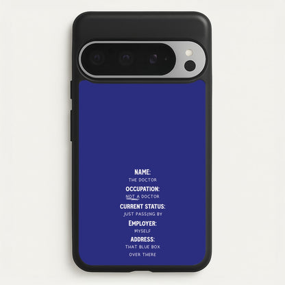 Name And Occupation - Doctor Who  - Doctor Who Phone Case for Google Pixel 9 Pro XL