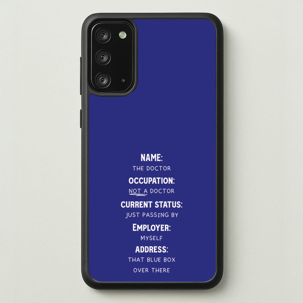 Name And Occupation - Doctor Who  - Doctor Who Phone Case for Galaxy Note 20