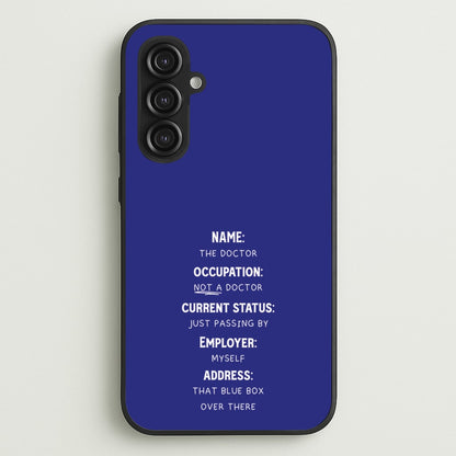 Name And Occupation - Doctor Who  - Doctor Who Phone Case for Galaxy S23FE
