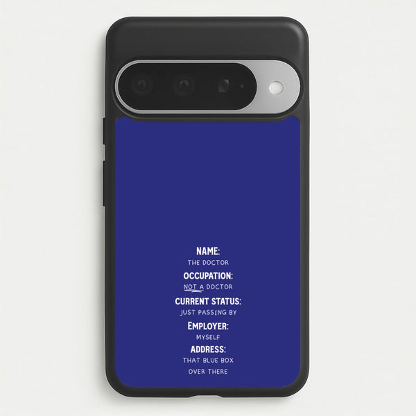 Name And Occupation - Doctor Who Phone Case for Google Pixel 10 Pro XL