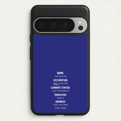 Name And Occupation - Doctor Who  - Doctor Who Phone Case for Google Pixel 9 Pro XL