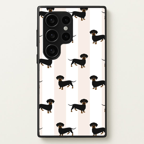 Striped Dachshund - Dog Pattern  - Dog Patterned Phone Case for Galaxy S24 Ultra