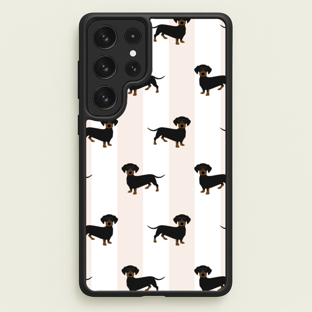 Striped Dachshund - Dog Pattern  - Dog Patterned Phone Case for Galaxy S23 Ultra