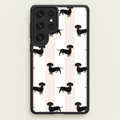 Striped Dachshund - Dog Pattern  - Dog Patterned Phone Case for Galaxy S23 Ultra