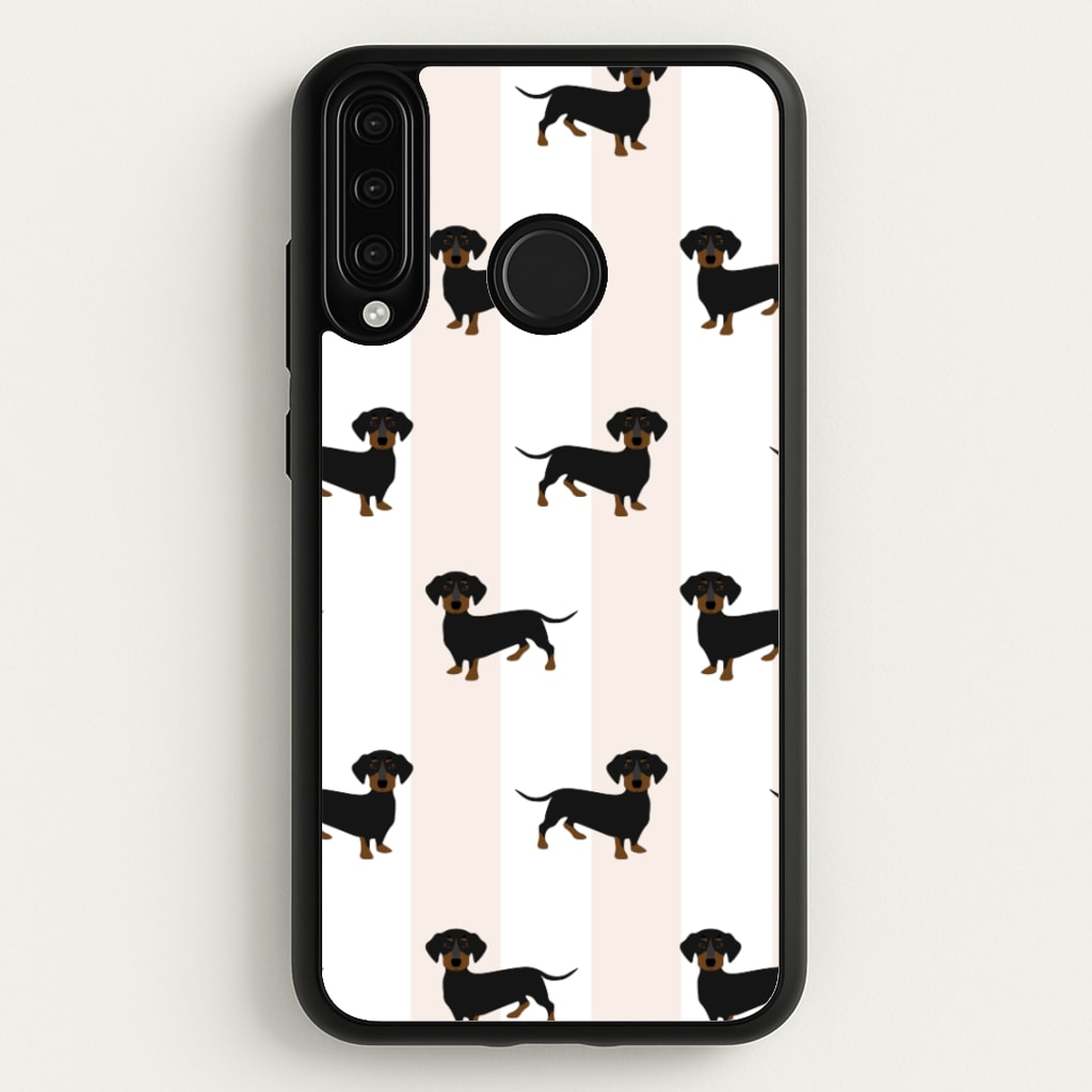 Striped Dachshund - Dog Pattern  - Dog Patterned Phone Case for Huawei P30 Lite