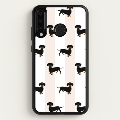 Striped Dachshund - Dog Pattern  - Dog Patterned Phone Case for Huawei P30 Lite