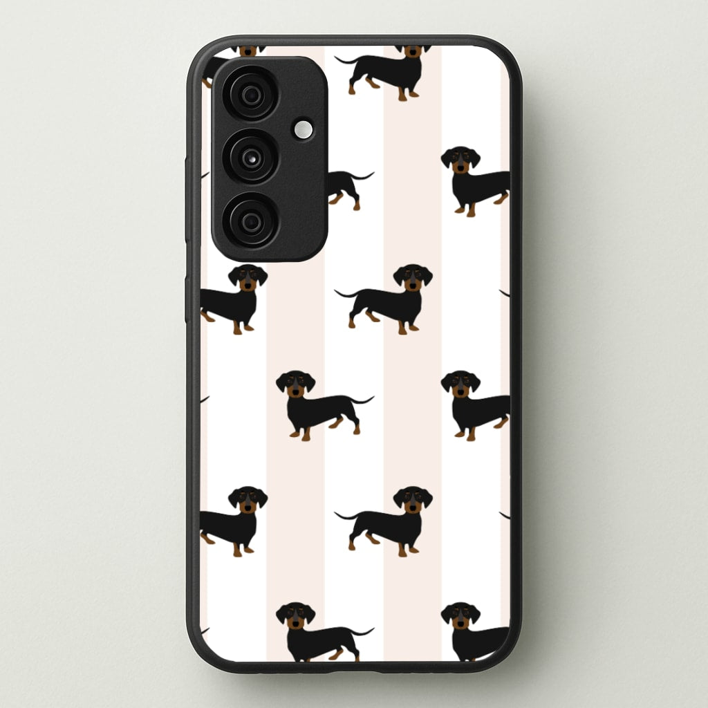 Striped Dachshund - Dog Pattern  - Dog Patterned Phone Case for Galaxy A55
