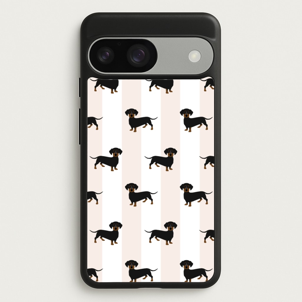 Striped Dachshund - Dog Pattern  - Dog Patterned Phone Case for Google Pixel 9 / 9 Pro