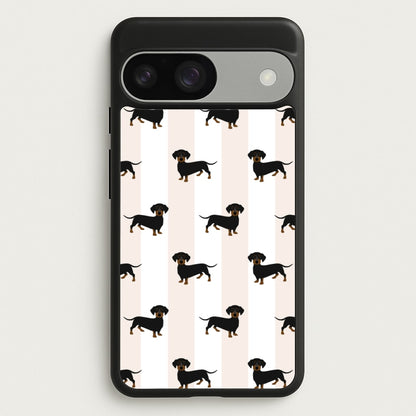 Striped Dachshund - Dog Pattern  - Dog Patterned Phone Case for Google Pixel 9 / 9 Pro