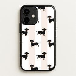 Striped Dachshund - Dog Pattern  - Dog Patterned Phone Case for iPhone 12 / 12 Pro