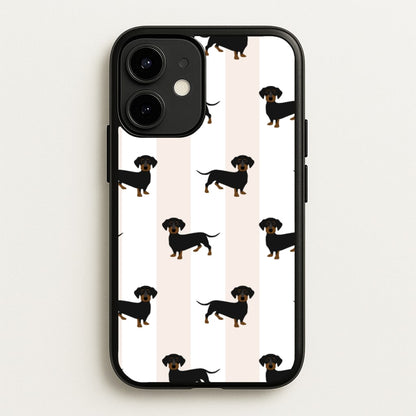 Striped Dachshund - Dog Pattern  - Dog Patterned Phone Case for iPhone 12 / 12 Pro
