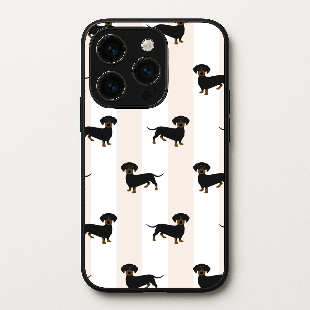 Striped Dachshund - Dog Pattern  - Dog Patterned Phone Case for iPhone 15 Pro