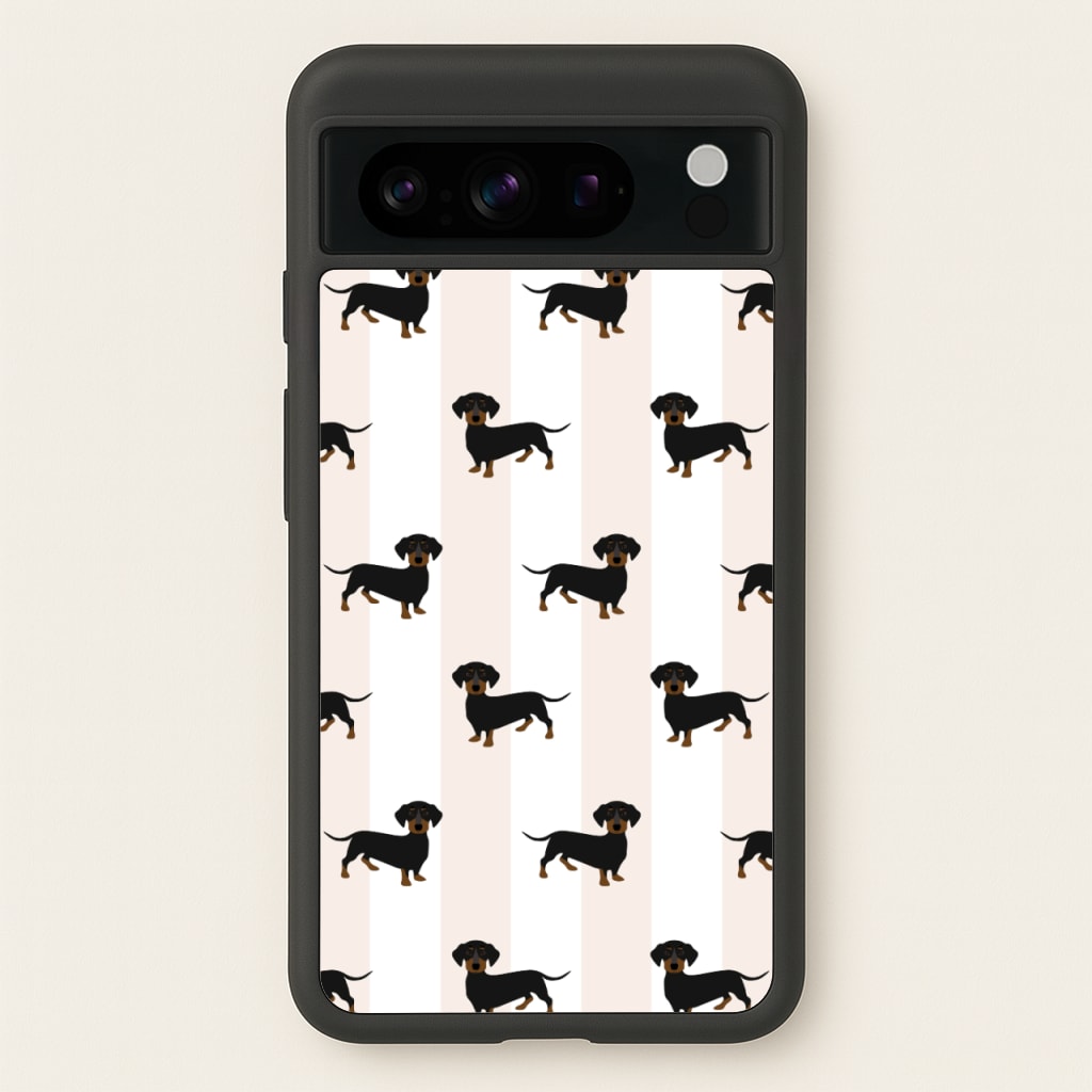 Striped Dachshund - Dog Pattern  - Dog Patterned Phone Case for Google Pixel 8 Pro