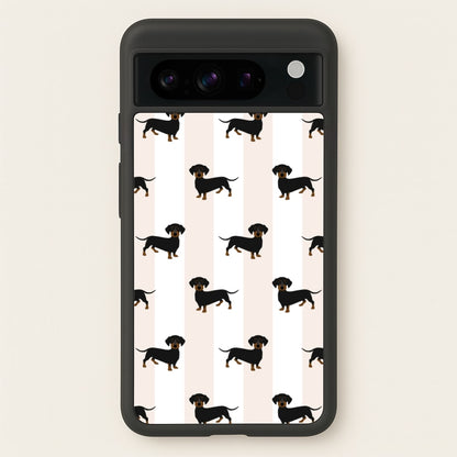 Striped Dachshund - Dog Pattern  - Dog Patterned Phone Case for Google Pixel 8 Pro