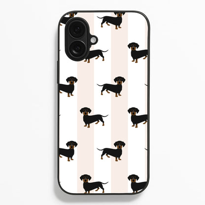 Striped Dachshund - Dog Pattern  - Dog Patterned Phone Case for iPhone 16 Plus
