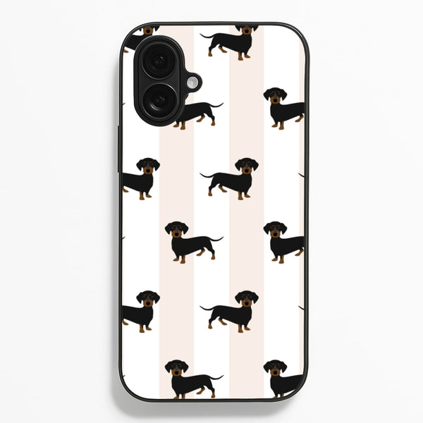 Striped Dachshund - Dog Pattern  - Dog Patterned Phone Case for iPhone 16 Plus