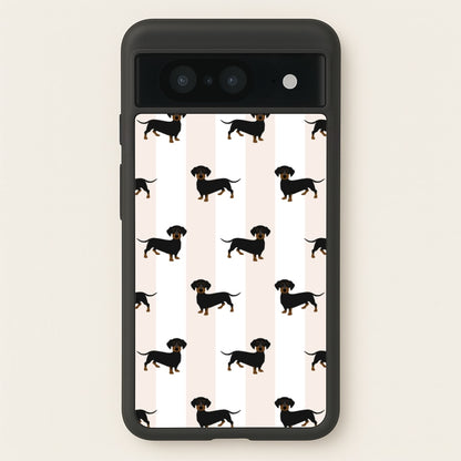Striped Dachshund - Dog Pattern  - Dog Patterned Phone Case for Google Pixel 8