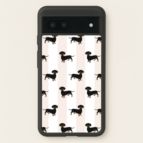 Striped Dachshund - Dog Pattern  - Dog Patterned Phone Case for Google Pixel 6a