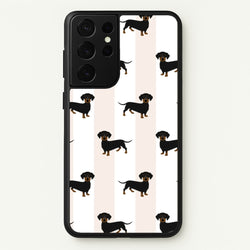 Striped Dachshund - Dog Pattern  - Dog Patterned Phone Case for Galaxy S21 Ultra