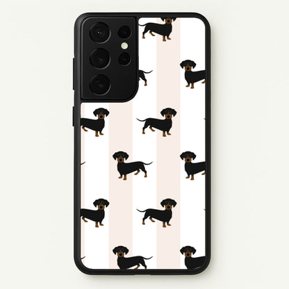 Striped Dachshund - Dog Pattern  - Dog Patterned Phone Case for Galaxy S21 Ultra