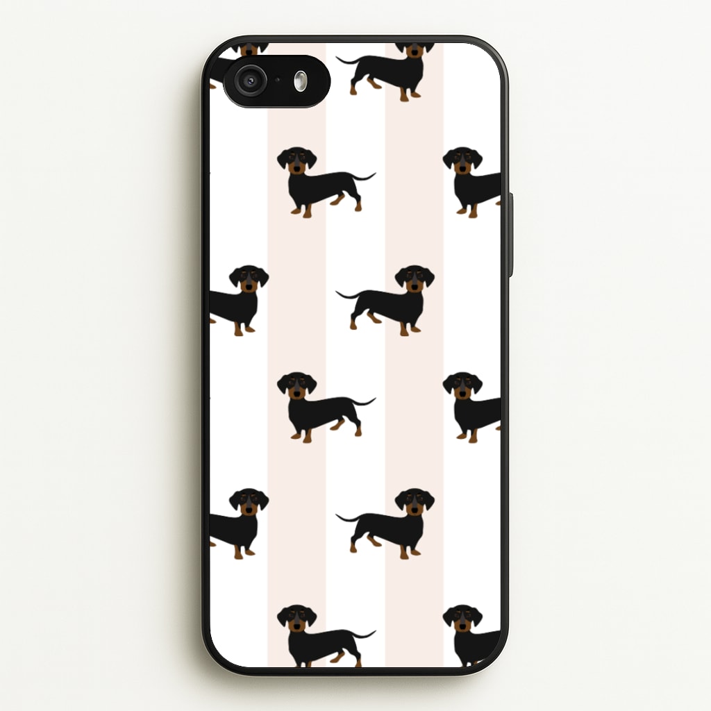 Striped Dachshund - Dog Pattern  - Dog Patterned Phone Case for iPhone 5 / 5s / SE 2016
