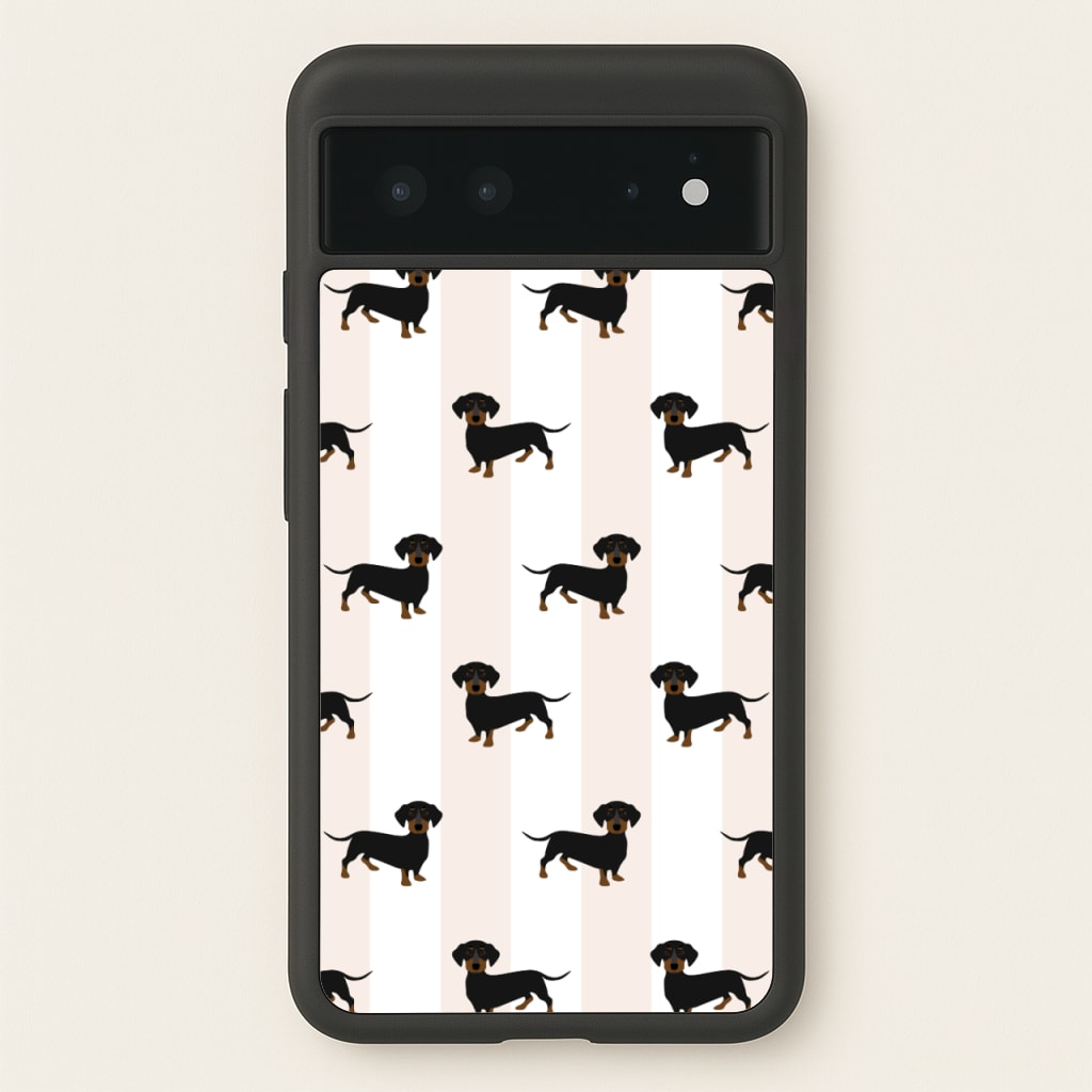 Striped Dachshund - Dog Pattern  - Dog Patterned Phone Case for Google Pixel 6