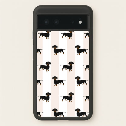 Striped Dachshund - Dog Pattern  - Dog Patterned Phone Case for Google Pixel 6