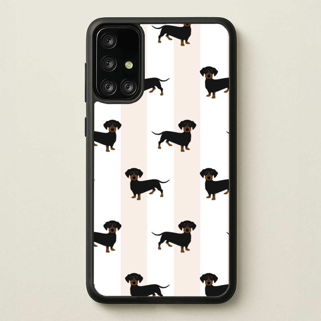 Striped Dachshund - Dog Pattern  - Dog Patterned Phone Case for Galaxy A71