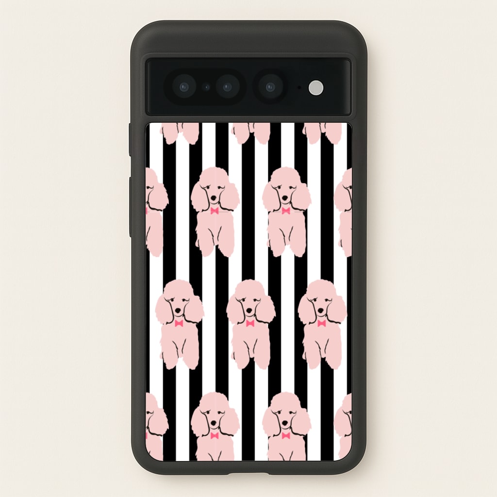 Striped Poodle - Dog Pattern  - Dog Patterned Phone Case for Google Pixel 7 Pro